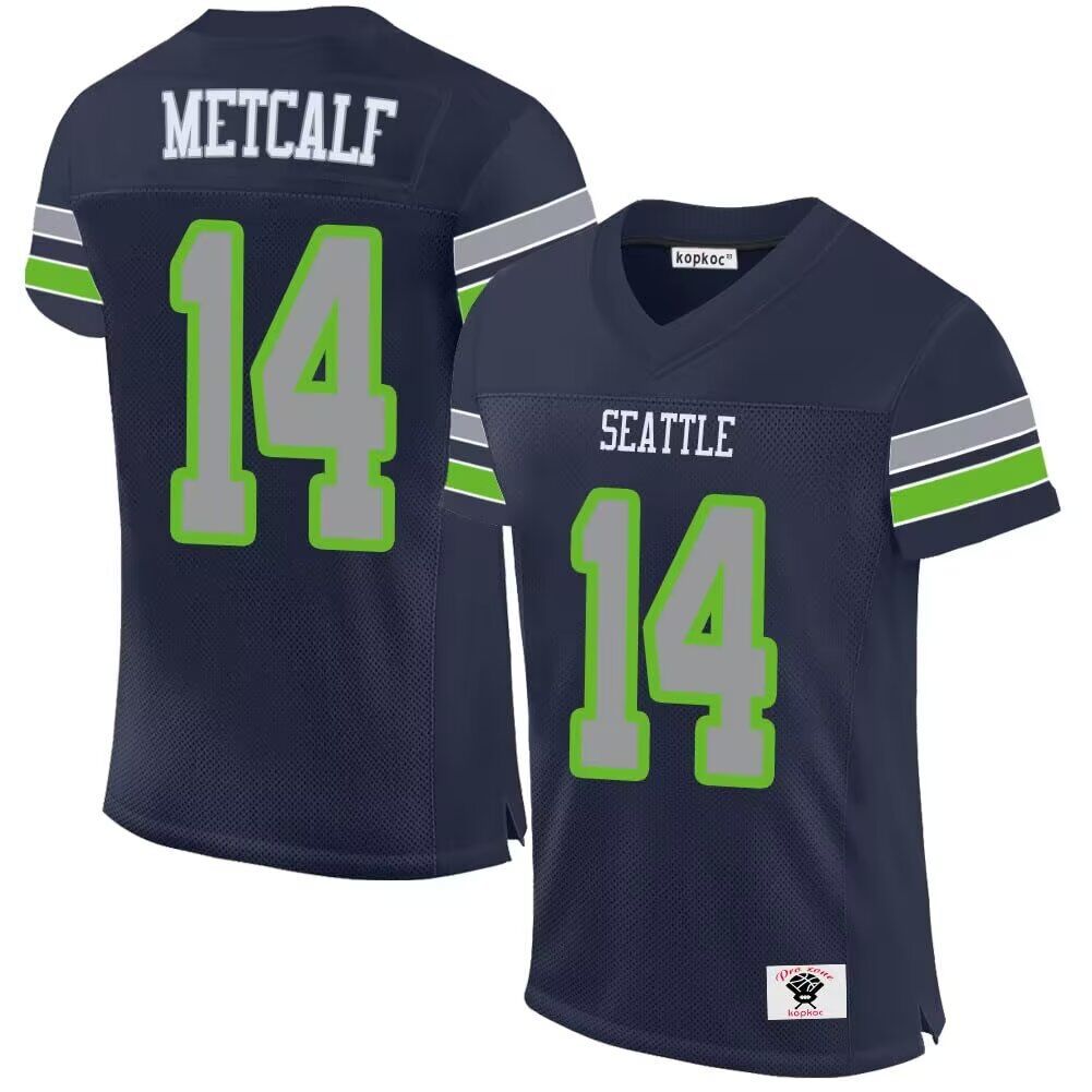 Men Seattle Seahawks #14 Metcalf blue 2024 Nike Game NFL throwback Jersey->seattle seahawks->NFL Jersey